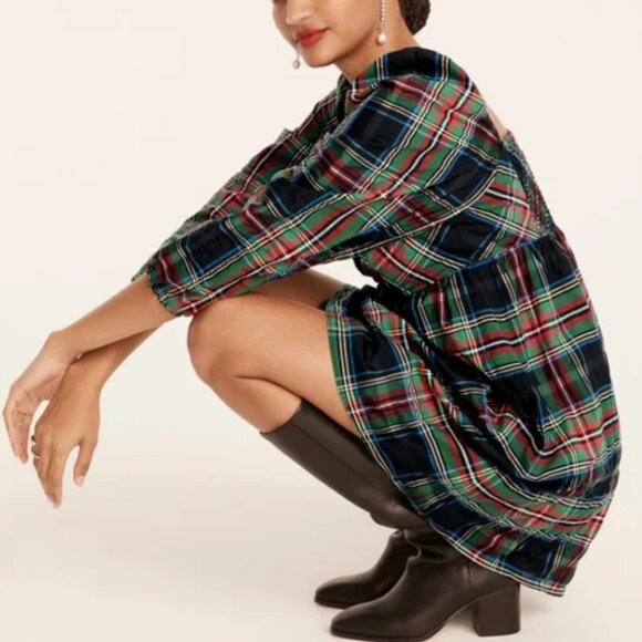 J Crew - Puff-sleeve mini dress in Stewart tartan - Size 18 - Picture 3 of 3